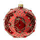 STOCK Bola para árvore de Natal vidro soprado cristais vermelhos decoração dourada 100 mm s2