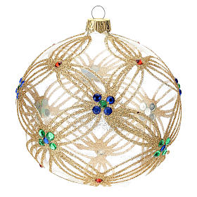 Bolas de Natal: STOCK Bola para árvore de Natal vidro soprado transparente cristais multicoloridos 100 mm