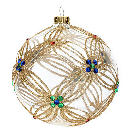 Bolas de Natal: STOCK Bola para árvore de Natal vidro soprado transparente cristais multicoloridos 100 mm