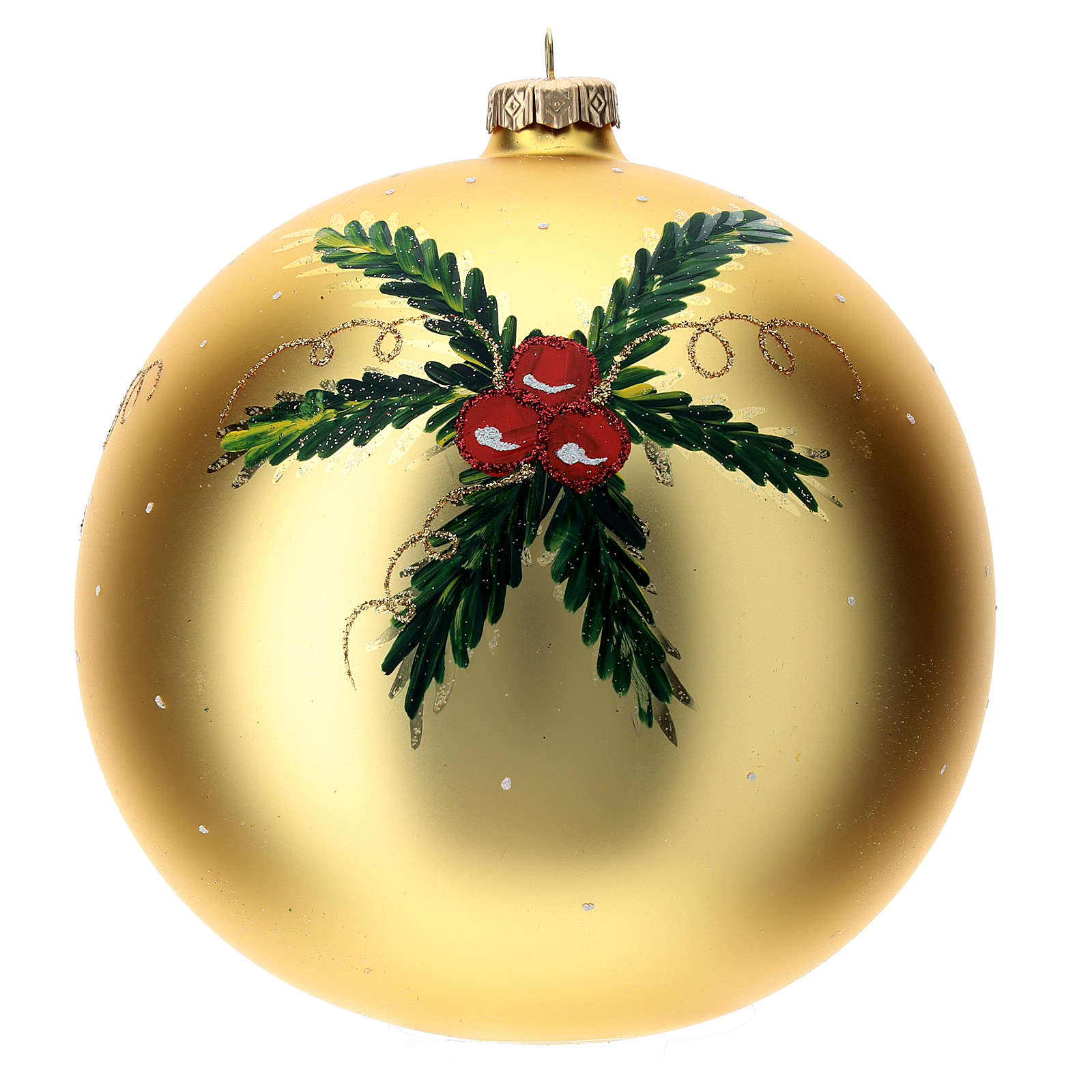 STOCK Boule verre soufflé 150 mm jaune dessin Père Noël | vente en