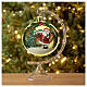 STOCK Pallina vetro soffiato 150 mm gialla decoro babbo Natale s3