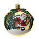STOCK Pallina vetro soffiato 150 mm gialla decoro babbo Natale s1