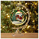 STOCK Pallina vetro soffiato 150 mm gialla decoro babbo Natale s2