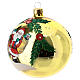 STOCK Pallina vetro soffiato 150 mm gialla decoro babbo Natale s3
