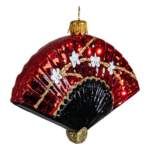 Blown glass Christmas ornament, Japanese fan 4