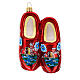Blown glass Christmas ornament, wooden clogs s1