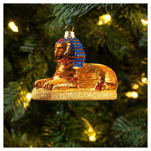 Ägyptische Sphinx, Weihnachtsbaumschmuck aus mundgeblasenem Glas 2