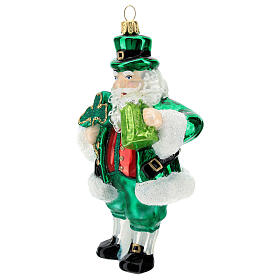 Irischer Weihnachtsmann, Weihnachtsbaumschmuck aus mundgeblasenem Glas