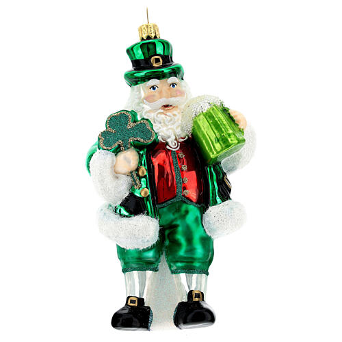 Irischer Weihnachtsmann, Weihnachtsbaumschmuck aus mundgeblasenem Glas 1