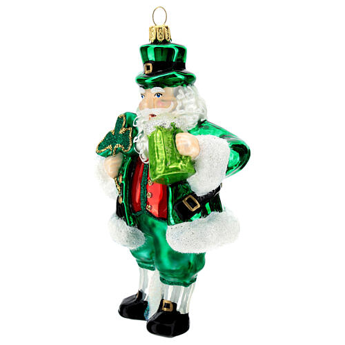 Pai Natal irlandês enfeite vidro soprado para árvore Natal 3