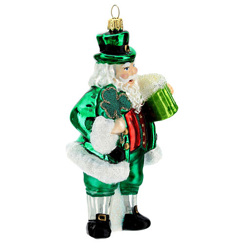 Blown glass Christmas ornament, Irish Santa Claus 4