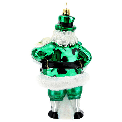 Blown glass Christmas ornament, Irish Santa Claus 5