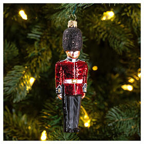 English Royal Guard Christmas tree decoration in blown glass