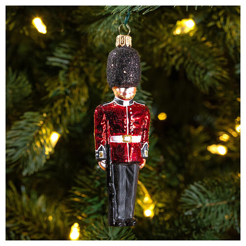 Guarda inglês Coldstream Guards enfeite para árvore de Natal vidro soprado 2