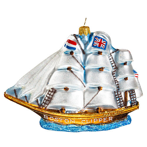 Clipper Ship Christmas tree decoration in blown glass 1