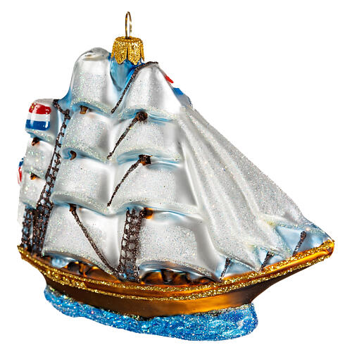 Clipper Ship Christmas tree decoration in blown glass 3