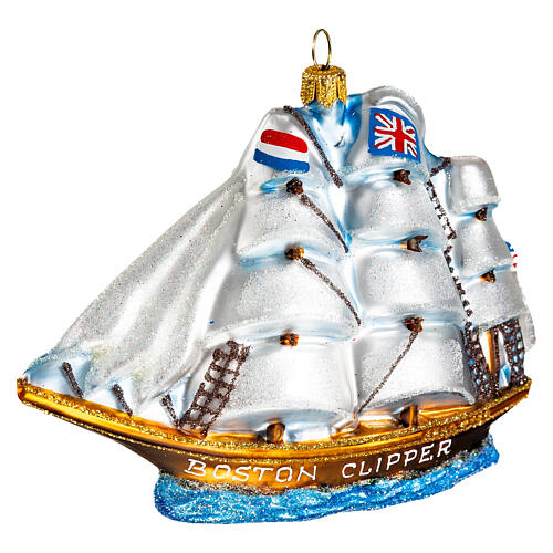 Clipper Ship Christmas tree decoration in blown glass 4