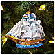 Blown glass Christmas ornament, Clipper ship s2