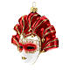 Red Venetian Mask Christmas tree decoration in blown glass s3