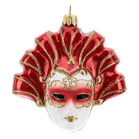 Masque vénitien rouge décoration sapin Noël verre soufflé