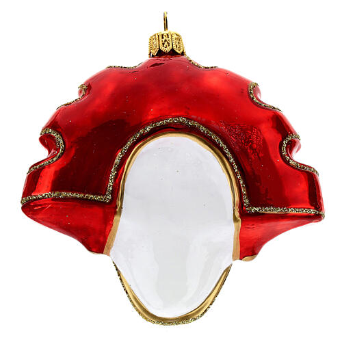 Máscara veneziana vermelha enfeite para árvore de Natal vidro soprado 5