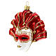 Máscara veneziana vermelha enfeite para árvore de Natal vidro soprado s3
