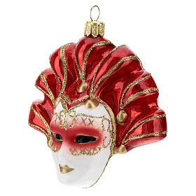 Blown glass ornaments: Blown glass Christmas ornament, Venetian mask
