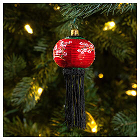 Lanterna chinesa enfeite para árvore de Natal vidro soprado