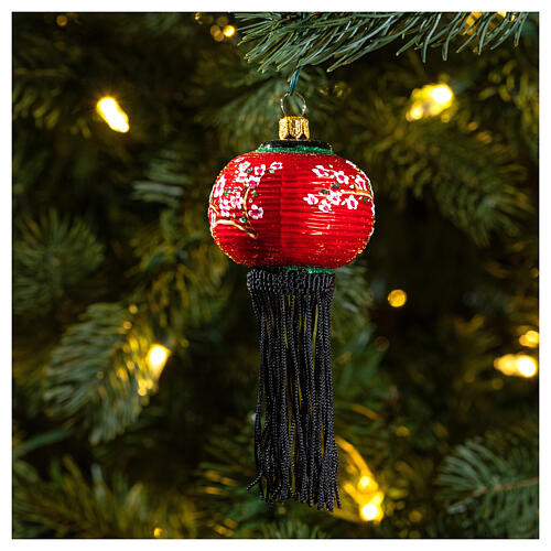 Lanterna chinesa enfeite para árvore de Natal vidro soprado 2