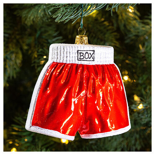 Blown glass Christmas ornament, boxing shorts 2
