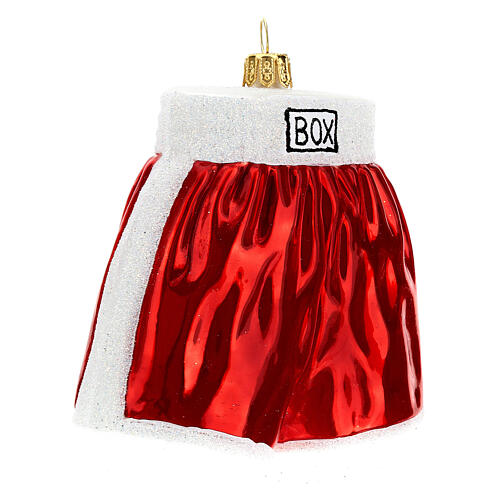 Blown glass Christmas ornament, boxing shorts 4