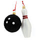 Bowling ball and pin Christmas tree decoration in blown glass s3