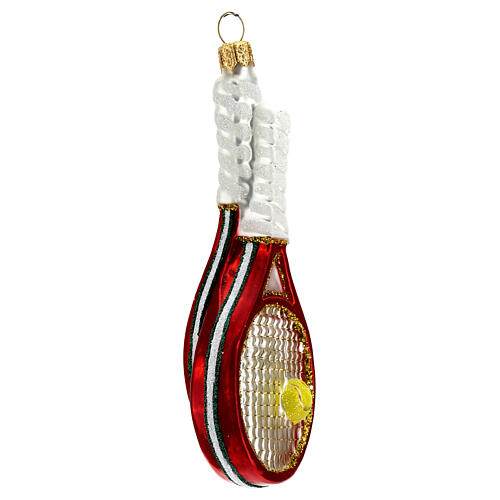 Tennis racket and ball Christmas tree decoration in blown glass 4