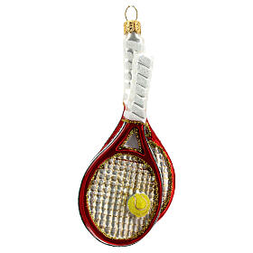 Raquetes de ténis com bola enfeite para árvore de Natal vidro soprado