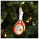 Blown glass Christmas ornament, tennis rackets and ball s2