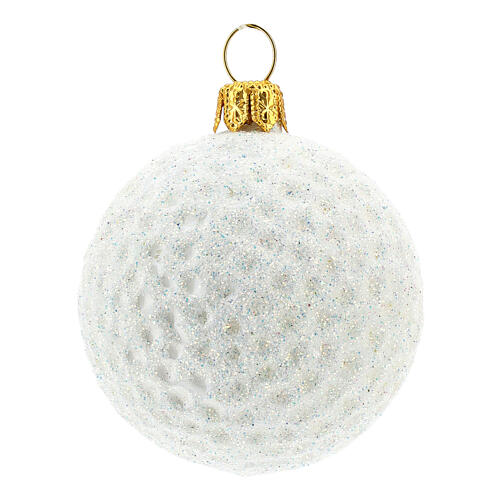 Blown glass Christmas ornament, golf ball 1