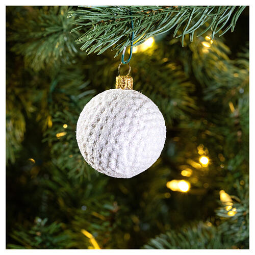 Blown glass Christmas ornament, golf ball 2