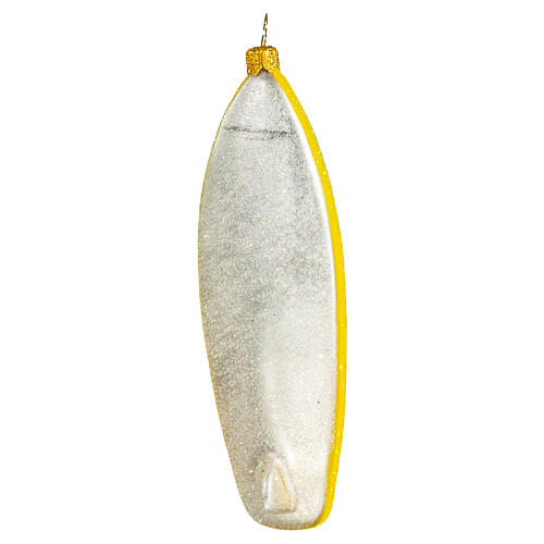 Blown glass Christmas ornament, surfboard 5