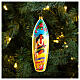 Blown glass Christmas ornament, surfboard s2