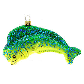 Blown glass Christmas ornament, dolphinfish