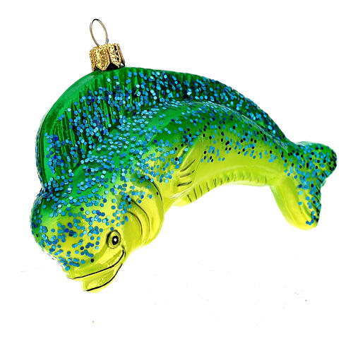 Blown glass Christmas ornament, dolphinfish 3
