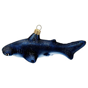 Blown glass Christmas ornament, hammerhead shark