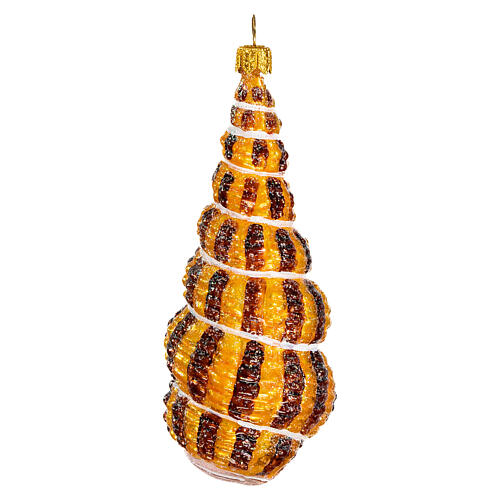 Blown glass Christmas ornament, conch shell horn 4