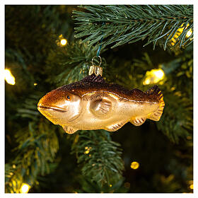 Blown glass Christmas ornament, cod fish