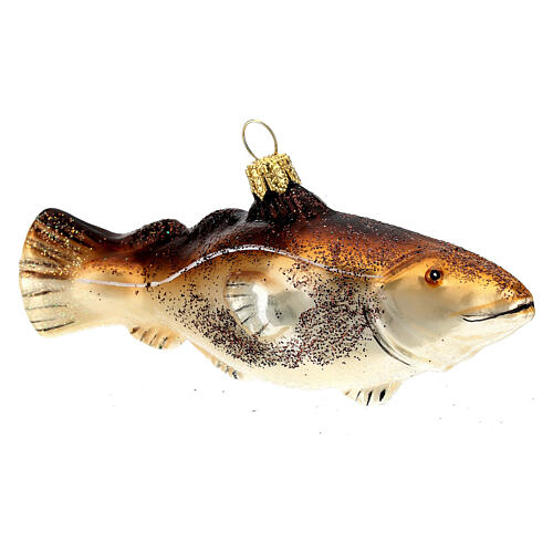 Blown glass Christmas ornament, cod fish 4
