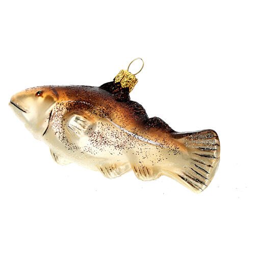 Blown glass Christmas ornament, cod fish 6