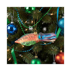 Tintenfisch, Weihnachtsbaumschmuck aus mundgeblasenem Glas