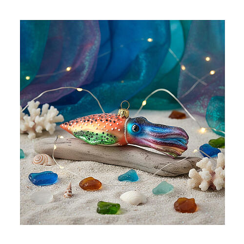 Calamar verre soufflé décoration sapin Noël 4