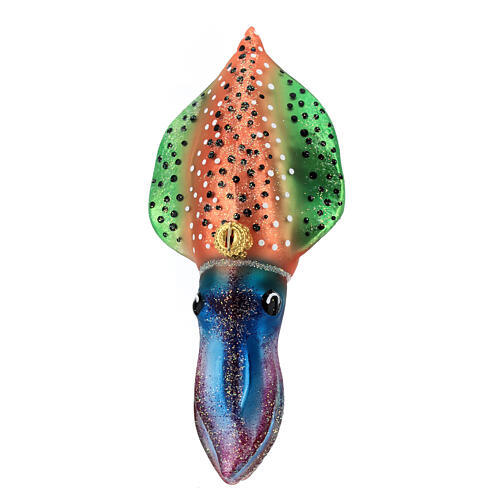 Blown glass Christmas ornament, squid 3