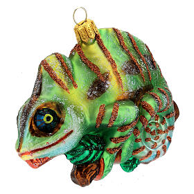 Blown glass Christmas ornament, chameleon